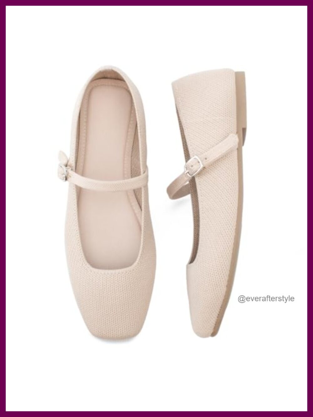 Knit Flats Square Toe Adjustable Ankle Strap Mary Jane Comfortable Office Women